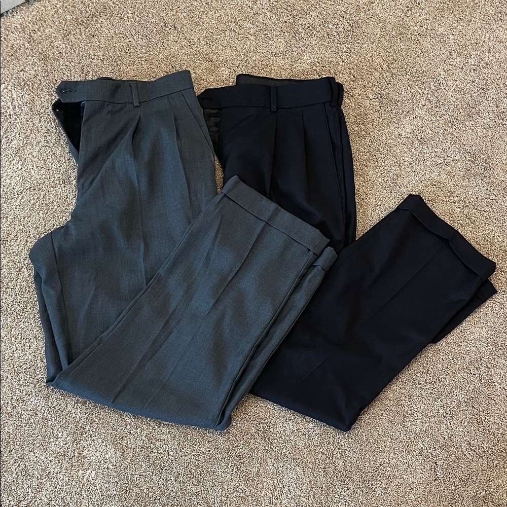 Set of 2 Men’s Stafford suit pants, Charcoal and Black.